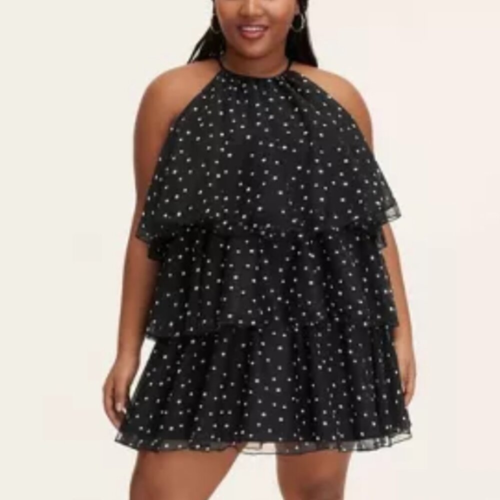 New Kate Spade Mini Polka Dot Tiered Ruffle Mini Dress x Target Black White